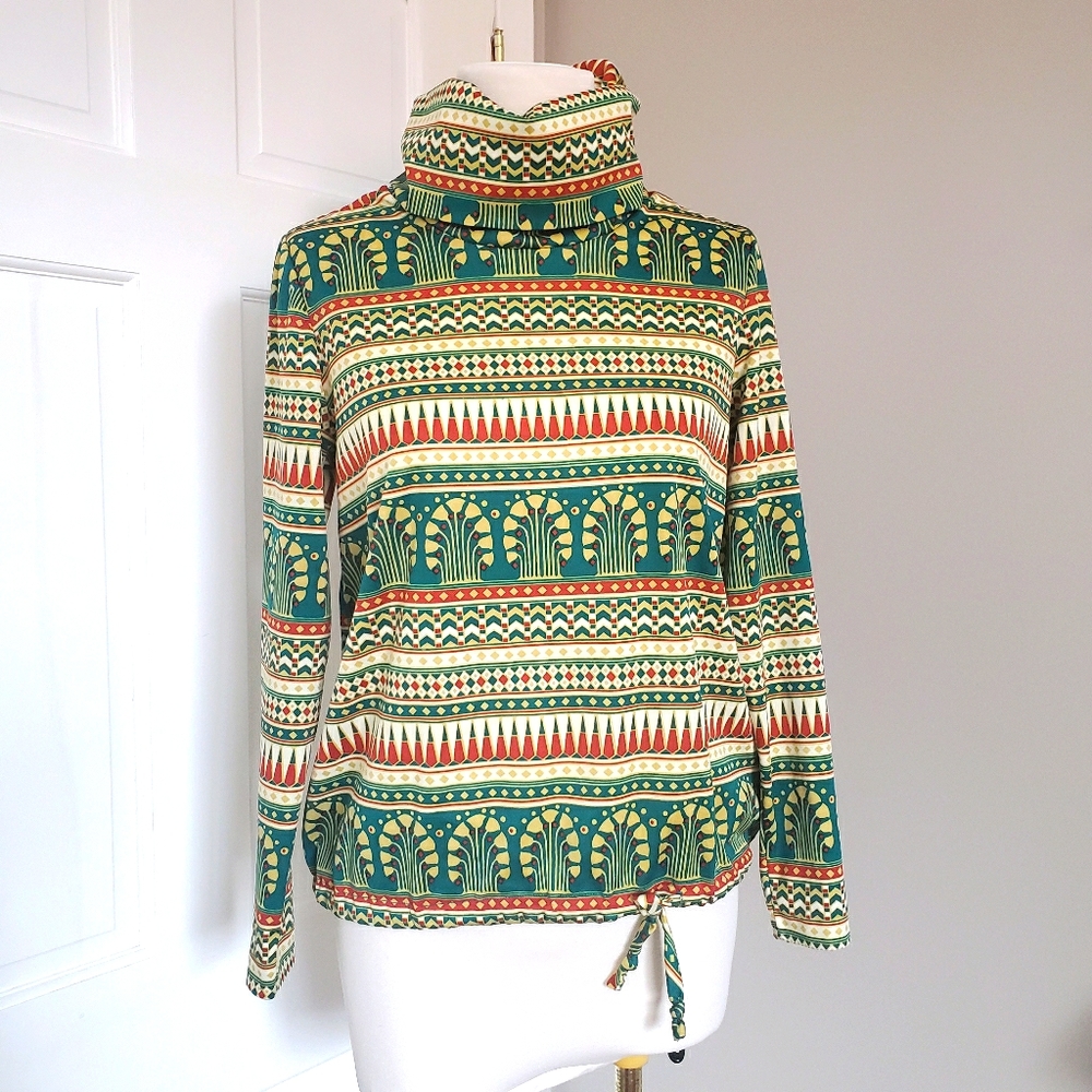 Vintage Colourful stripe geometric turtleneck top